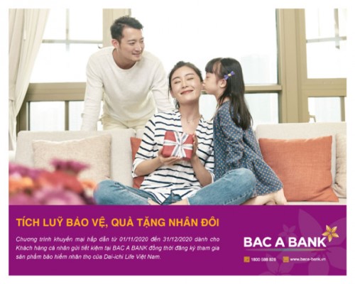 Đến BAC A BANK để được 'Tích luỹ bảo vệ, Quà tặng nhân đôi'